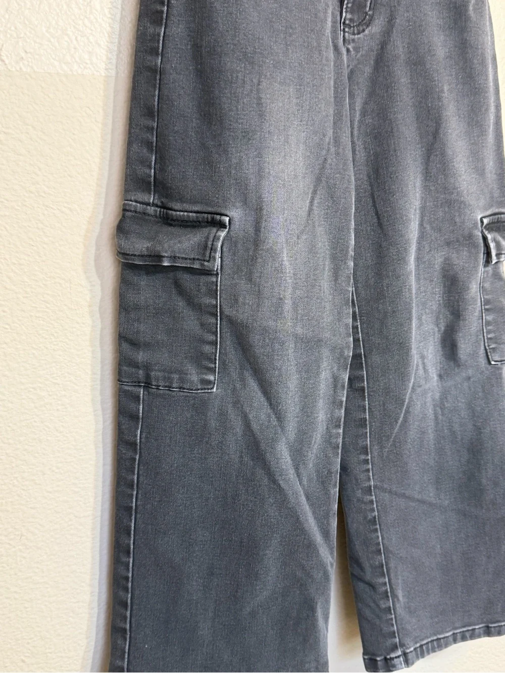 Justice Black Wide-Leg Cargo Jeans with Belt girls 7